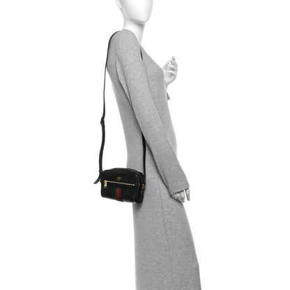 Gucci Calfskin Web Mini Ophidia Shoulder Bag Black 2 of 10