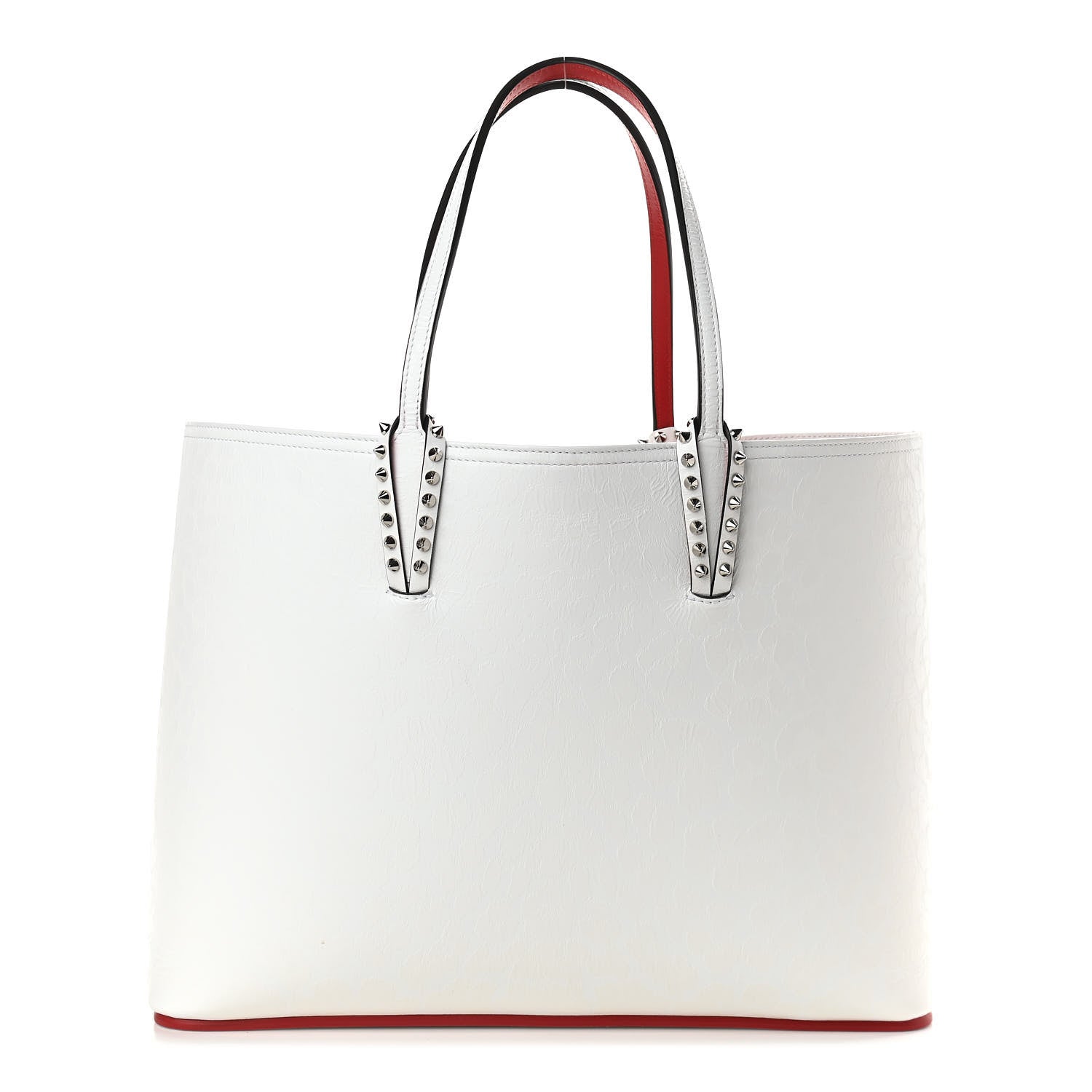 Christian Louboutin Calfskin Spikes East West Cabata Tote White 1 of 11