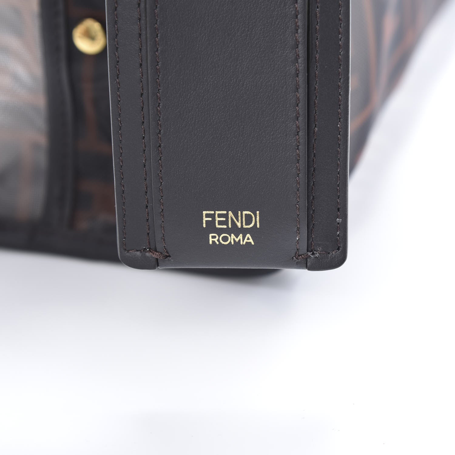 Fendi Mesh Vitello Century FF 1974 Mini Peekaboo Defender Cover Marrone Black Ebano 6 of 9