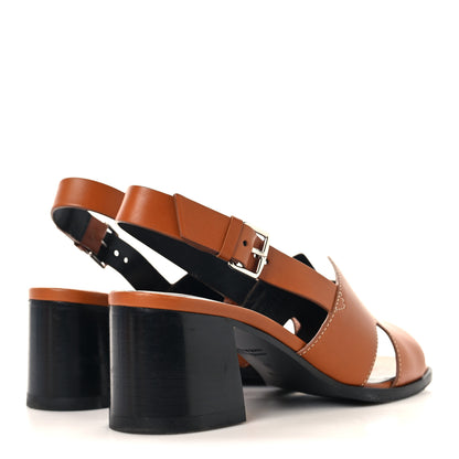 Hermes Calfskin Elbe 60 Sandals 38 Marron Glaise 5 of 9