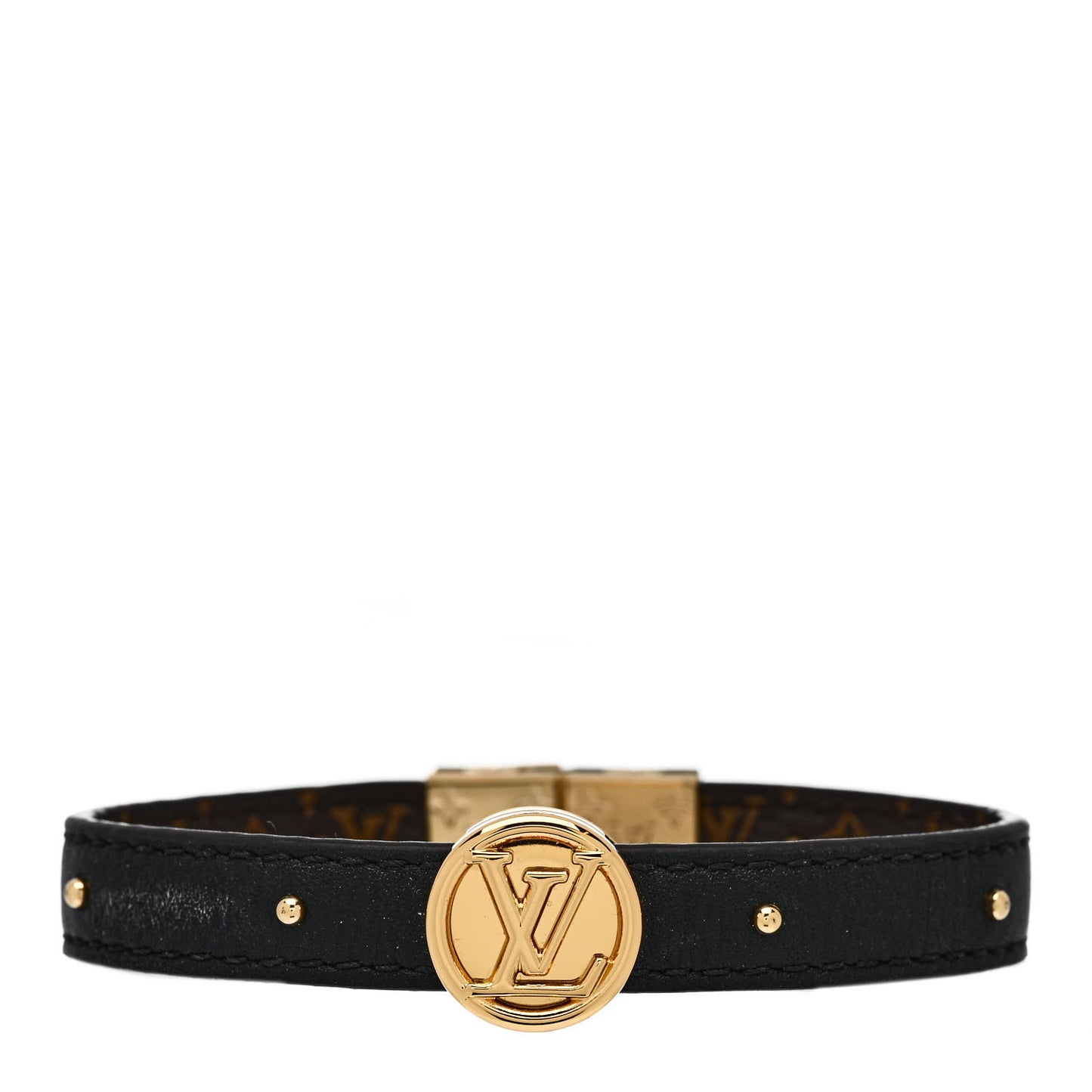 Monogram LV Circle Reversible Bracelet 17 Black