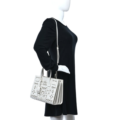 Saint Laurent Calfskin Perforated Studded Baby Sac De Jour White 3 of 10