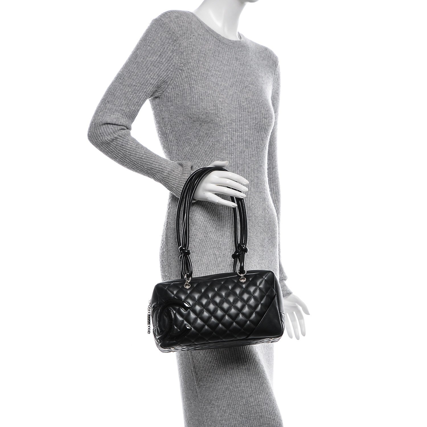 Chanel Calfskin Quilted Large Cambon Bowler Black 2 of 7