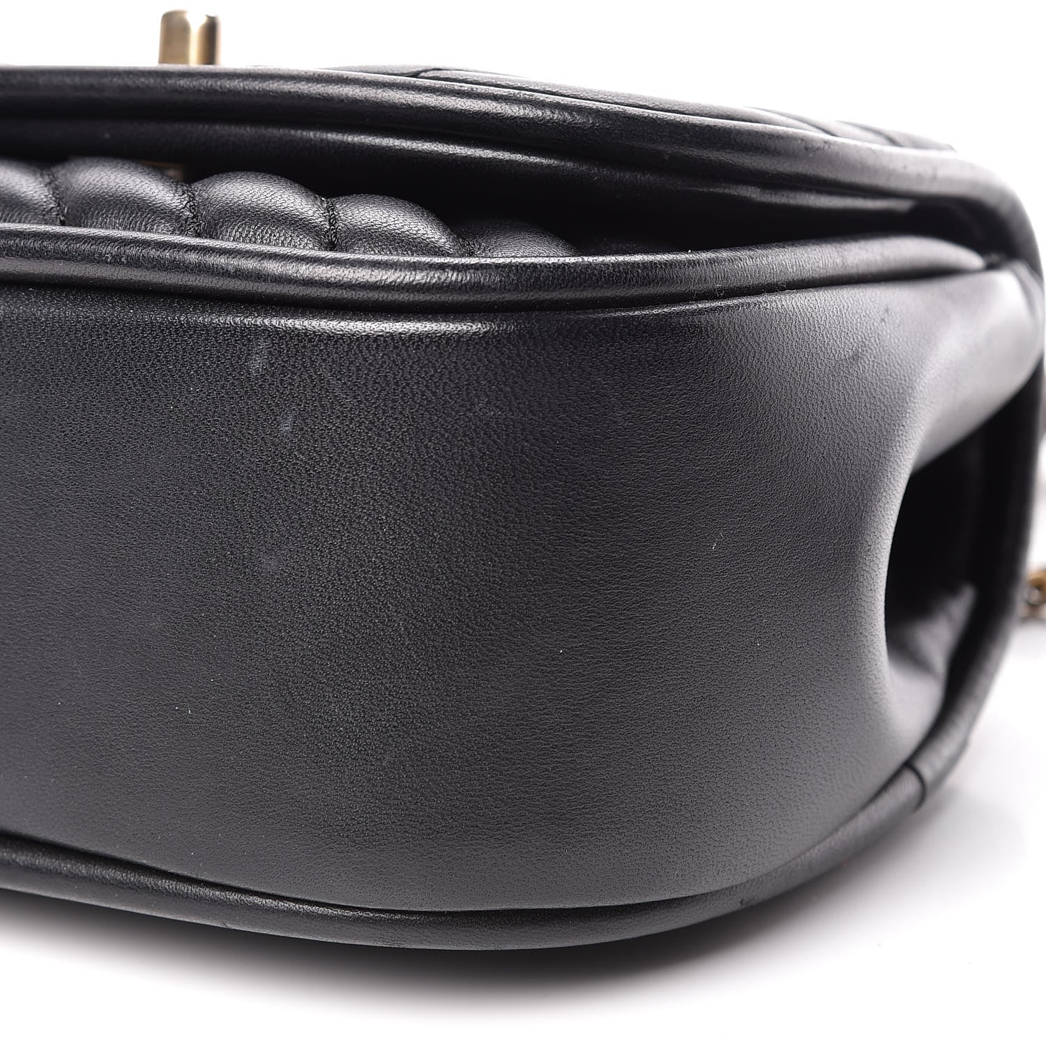 Chanel Lambskin Reverse Chevron Quilted Mini Round Top Handle Flap Black 10 of 12