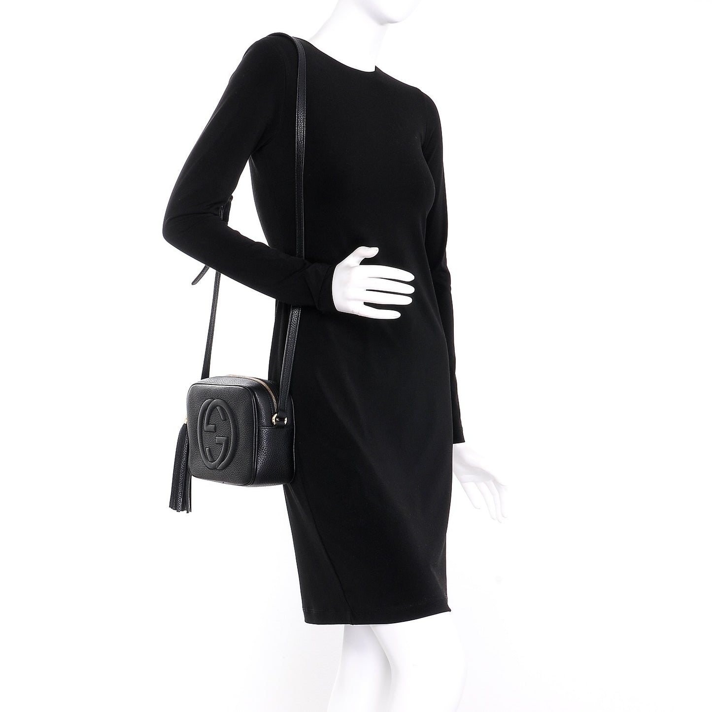 Pebbled Calfskin Small Soho Disco Bag Black