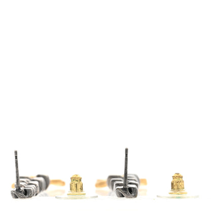 Chanel Metal CC Pick Drop Earrings Ruthenium Gold 3 of 5