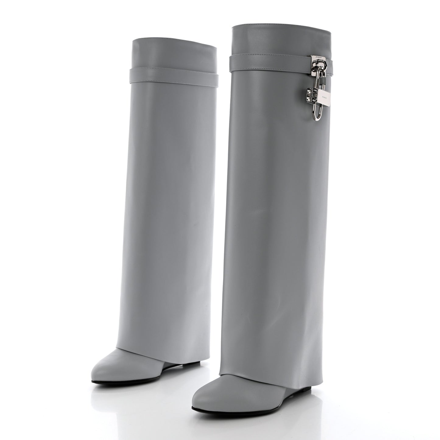 Box Calfskin Shark Lock Pant Boots 38 Grey