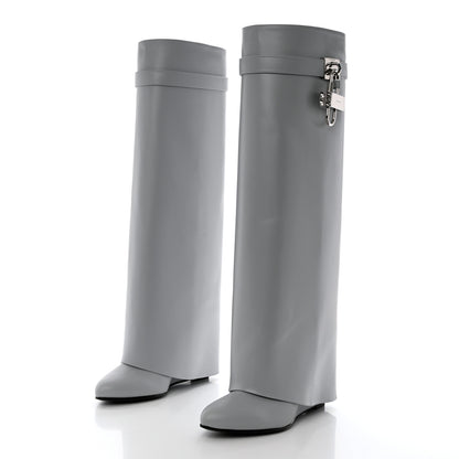 Givenchy Box Calfskin Shark Lock Pant Boots 38 Grey 3 of 11