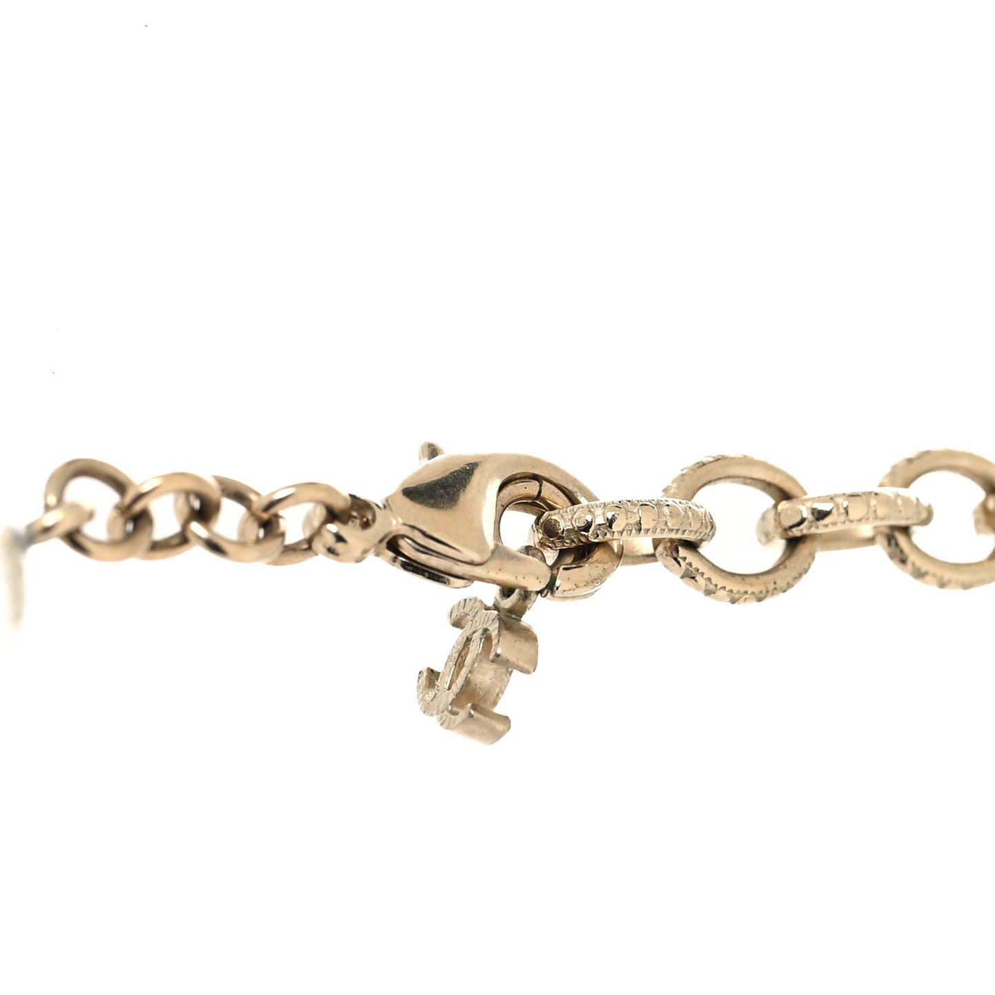 Pearl Grosgrain CC Long Necklace Gold