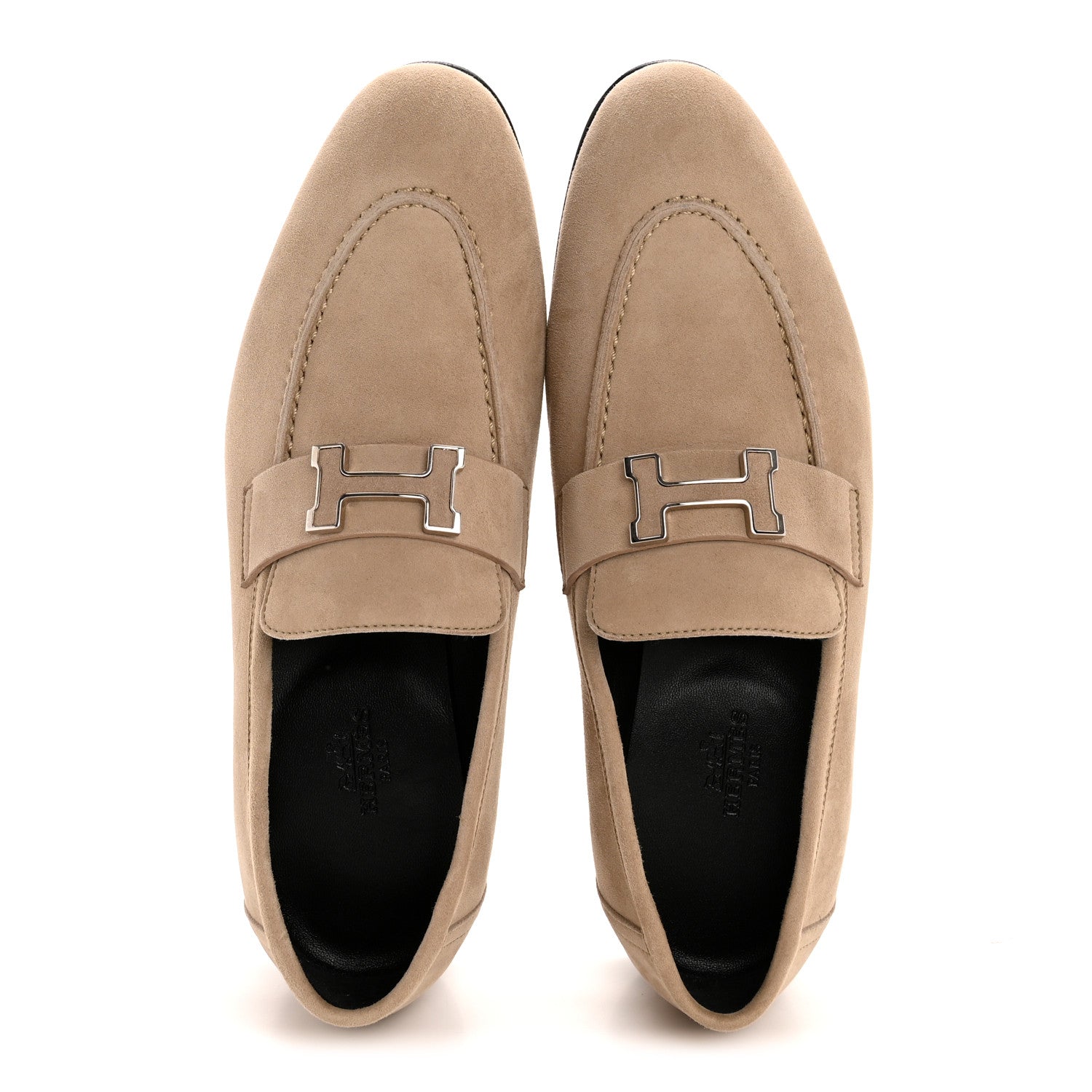 Hermes Suede Goatskin Paris Loafers 37 Beige Sable 2 of 10