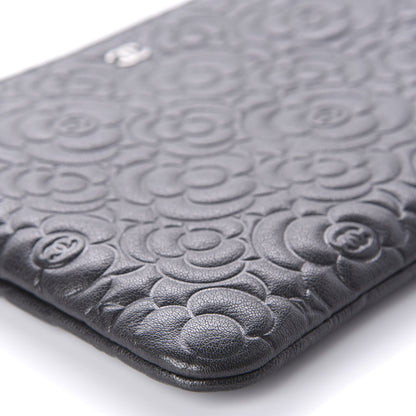 Chanel Goatskin Camellia Embossed Medium Cosmetic Case Dark Grey 6 of 10