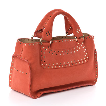 Celine Suede Studded Boogie Satchel Red 3 of 9