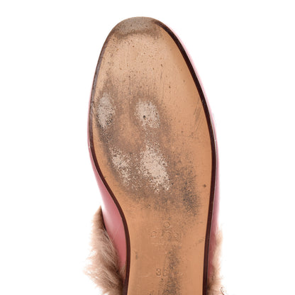 Gucci Calfskin Fur Womens Princetown Slippers 36.5 Lipstick Rose Natural 10 of 18