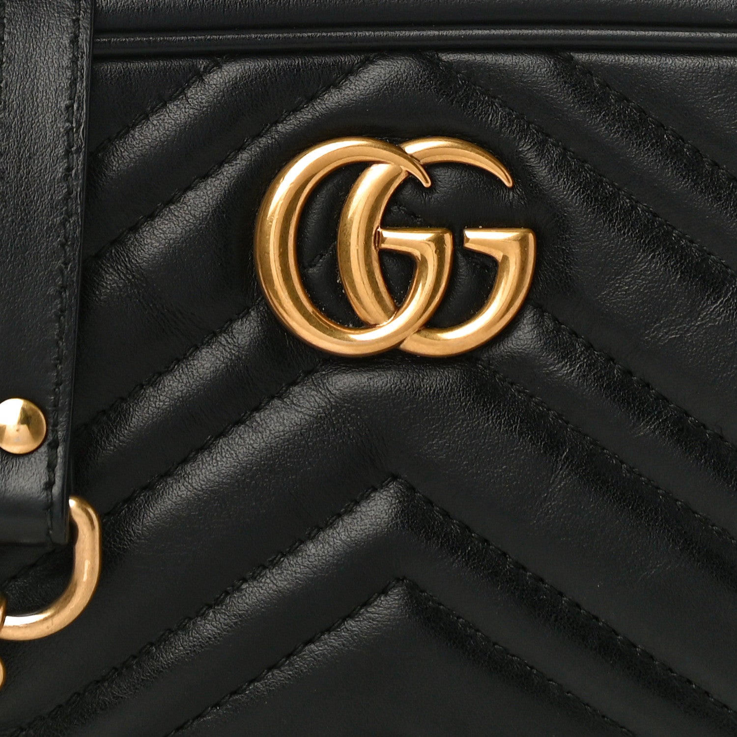 Gucci Calfskin Matelasse Mini GG Marmont Chain Shoulder Bag Black 10 of 13
