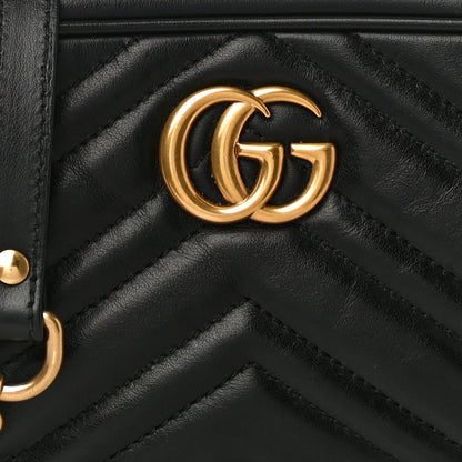 Gucci Calfskin Matelasse Mini GG Marmont Chain Shoulder Bag Black 10 of 13