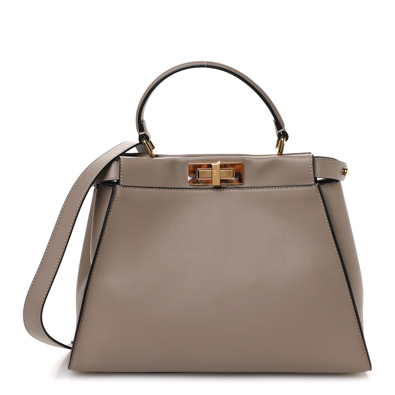 Fendi Vitello Seta Plexiglass Tortoise Medium Peekaboo Iconic Satchel Tortora 1 of 11