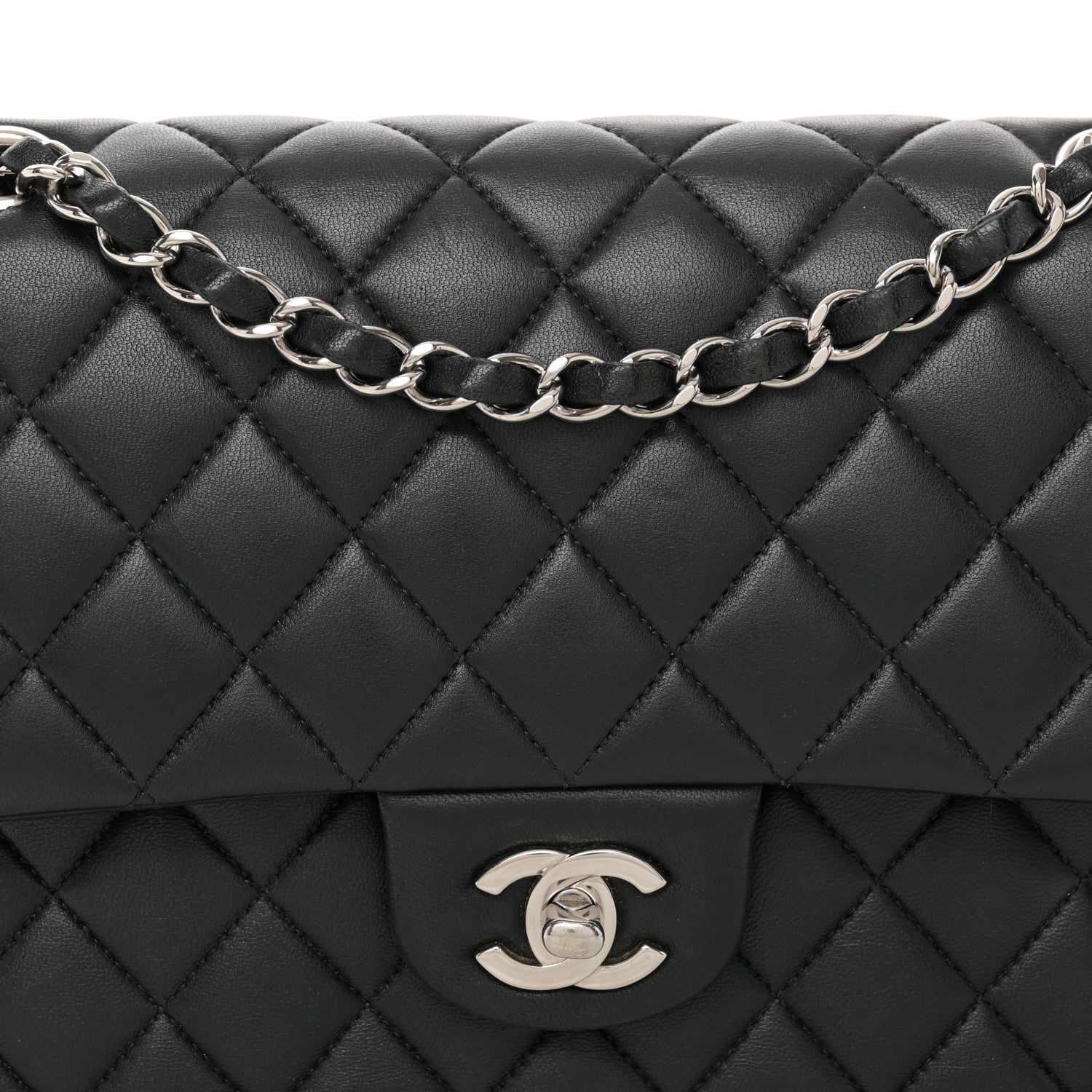 Chanel Lambskin Quilted Medium Double Flap Black 8 of 16