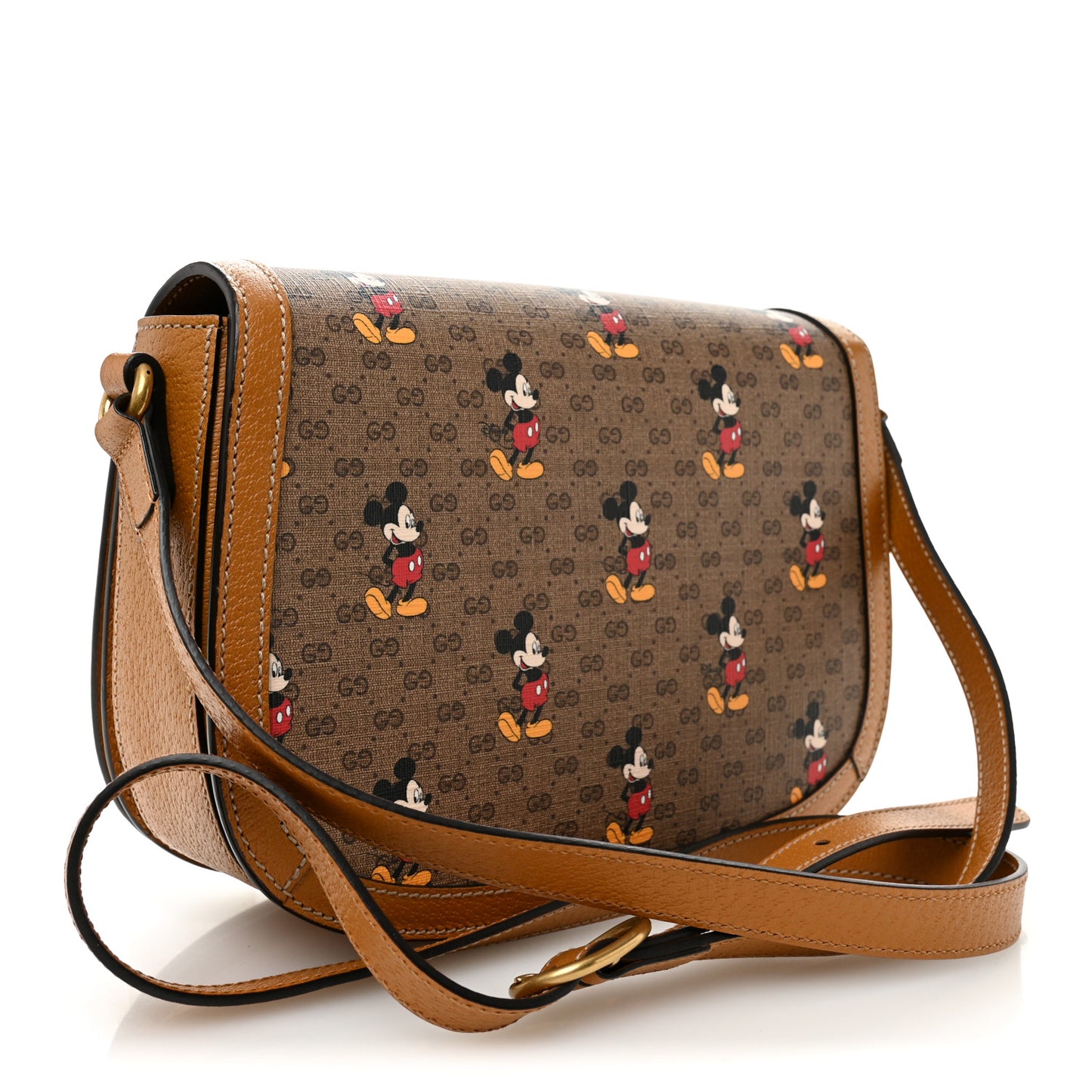 X DISNEY Mini Vintage GG Supreme Monogram Mickey Mouse Small Flap Messenger Bag Beige Vintage Sun Oil