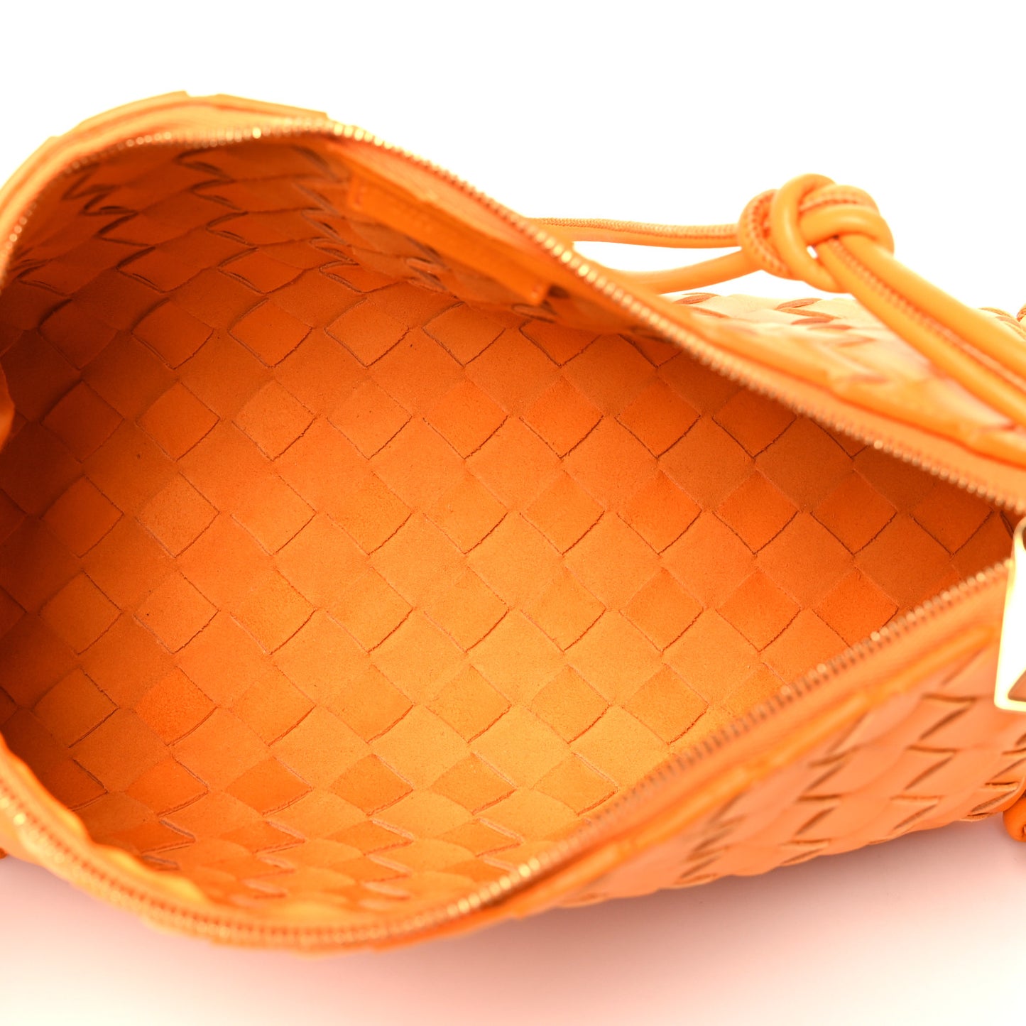 Nappa Intrecciato Pouch On Strap Tangerine