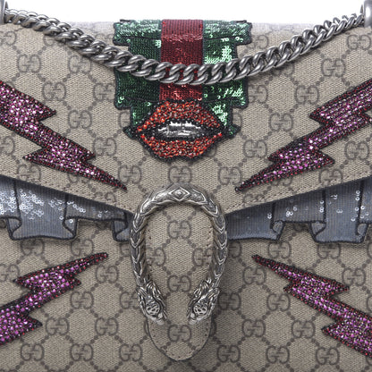 Gucci GG Supreme Monogram Lightning Embroidered Medium Dionysus Shoulder Bag Beige 8 of 10