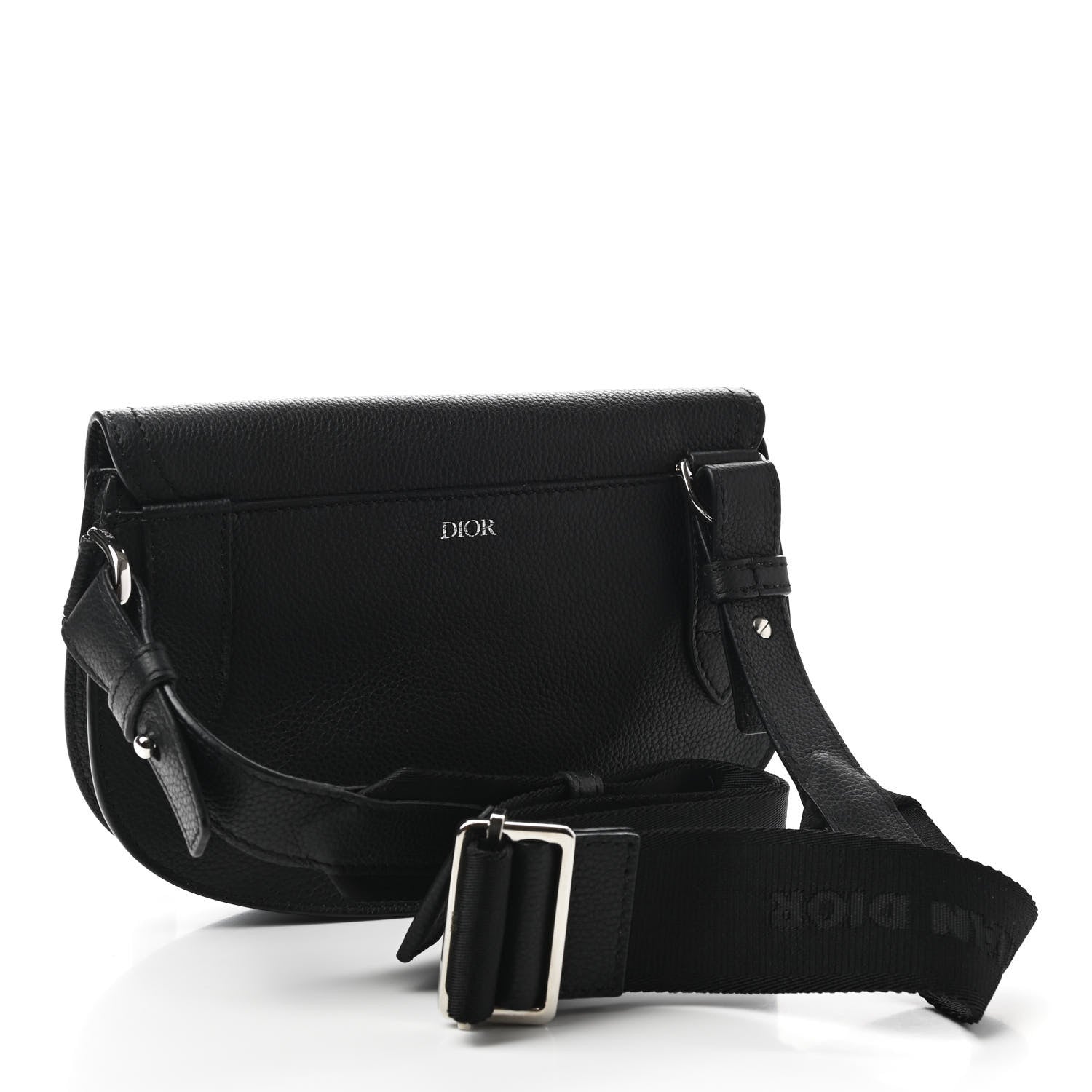 Christian Dior Grained Calfskin Saddle Messenger Bag Black 3 of 11