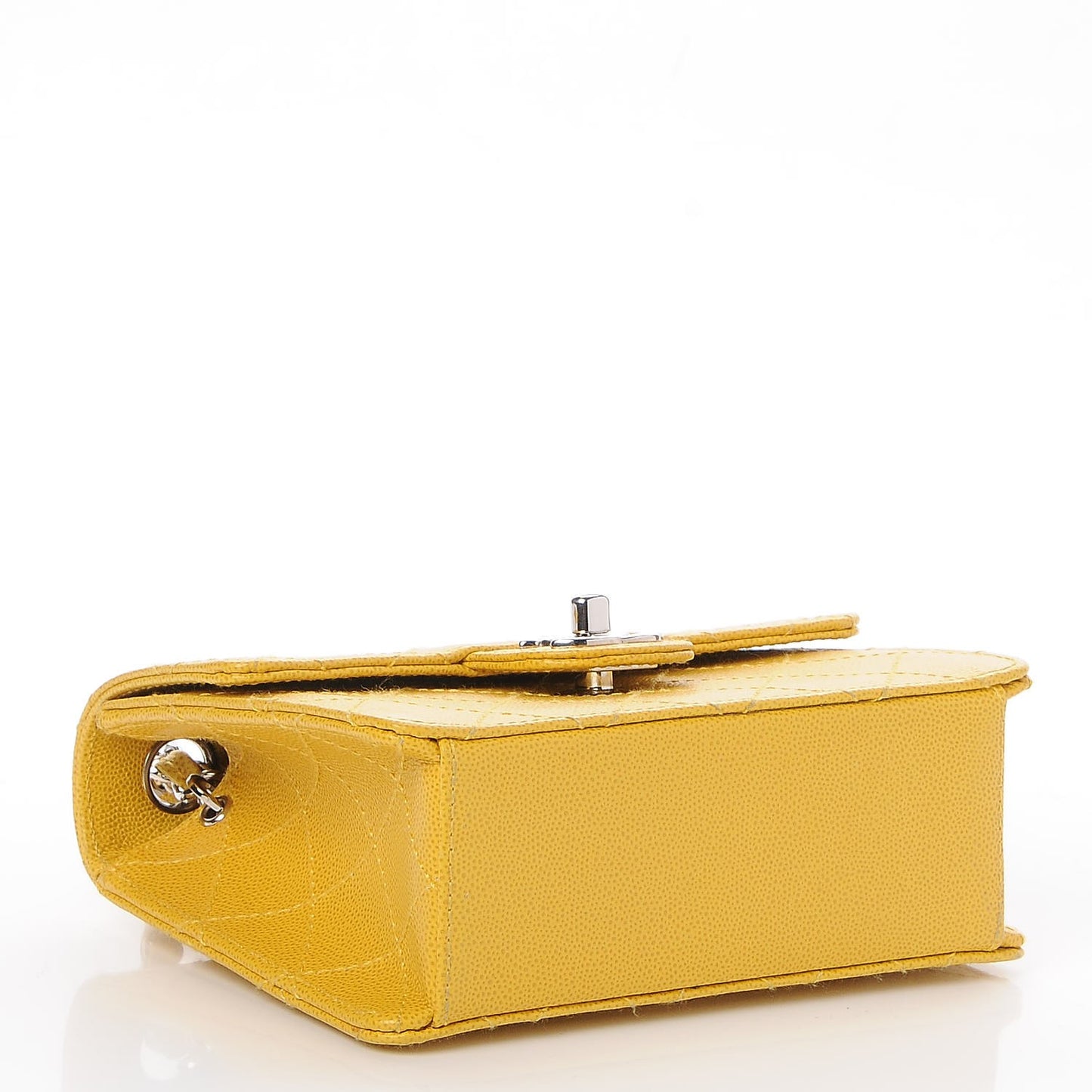 Caviar Stitched Mini Square Flap Yellow