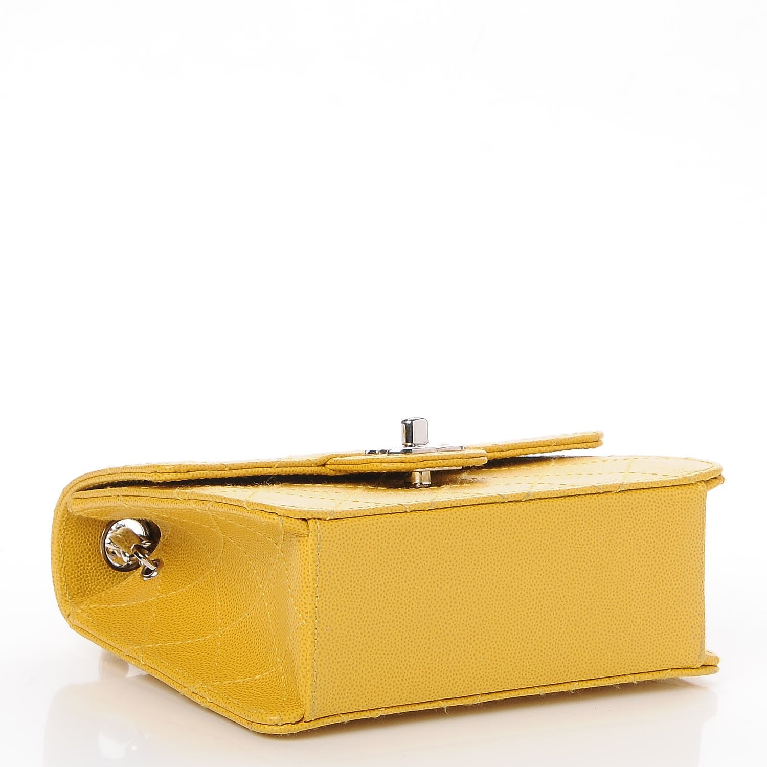 Chanel Caviar Stitched Mini Square Flap Yellow 4 of 7