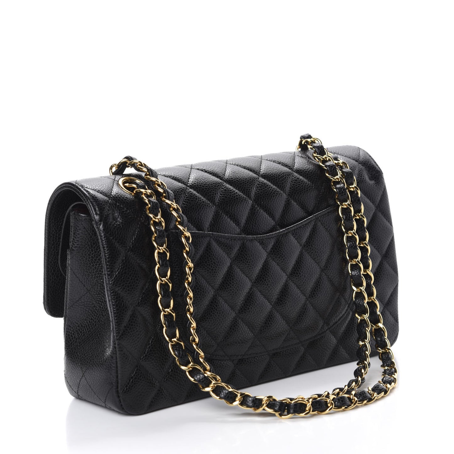 Caviar Quilted Medium Double Flap Black