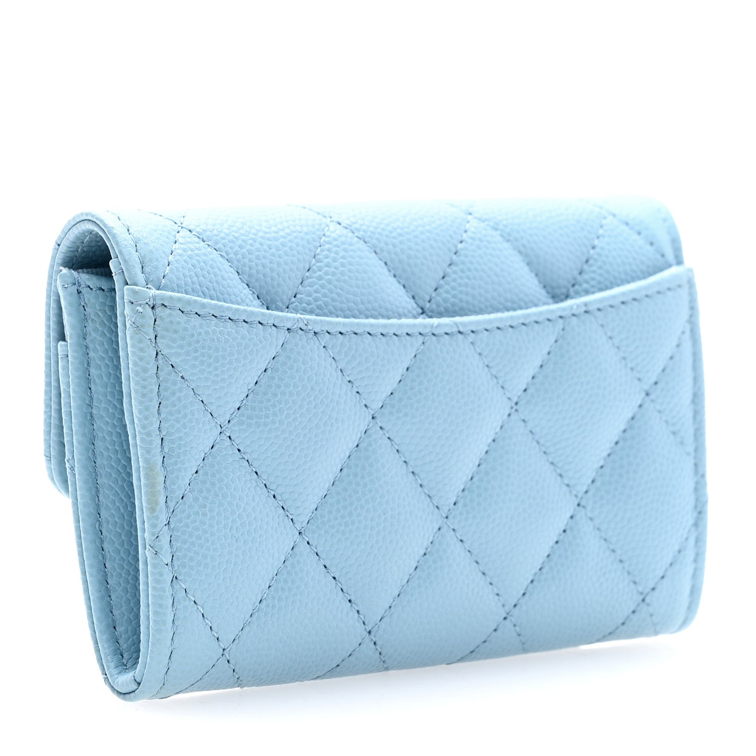 Chanel Caviar Quilted Flap Card Holder Wallet Light Blue 3 of 9