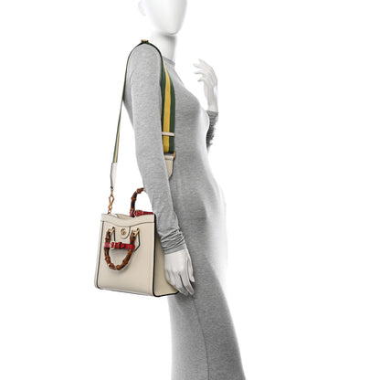 Gucci Textured Dollar Calfskin Web Small Diana Tote Bag Mystic White 2 of 11