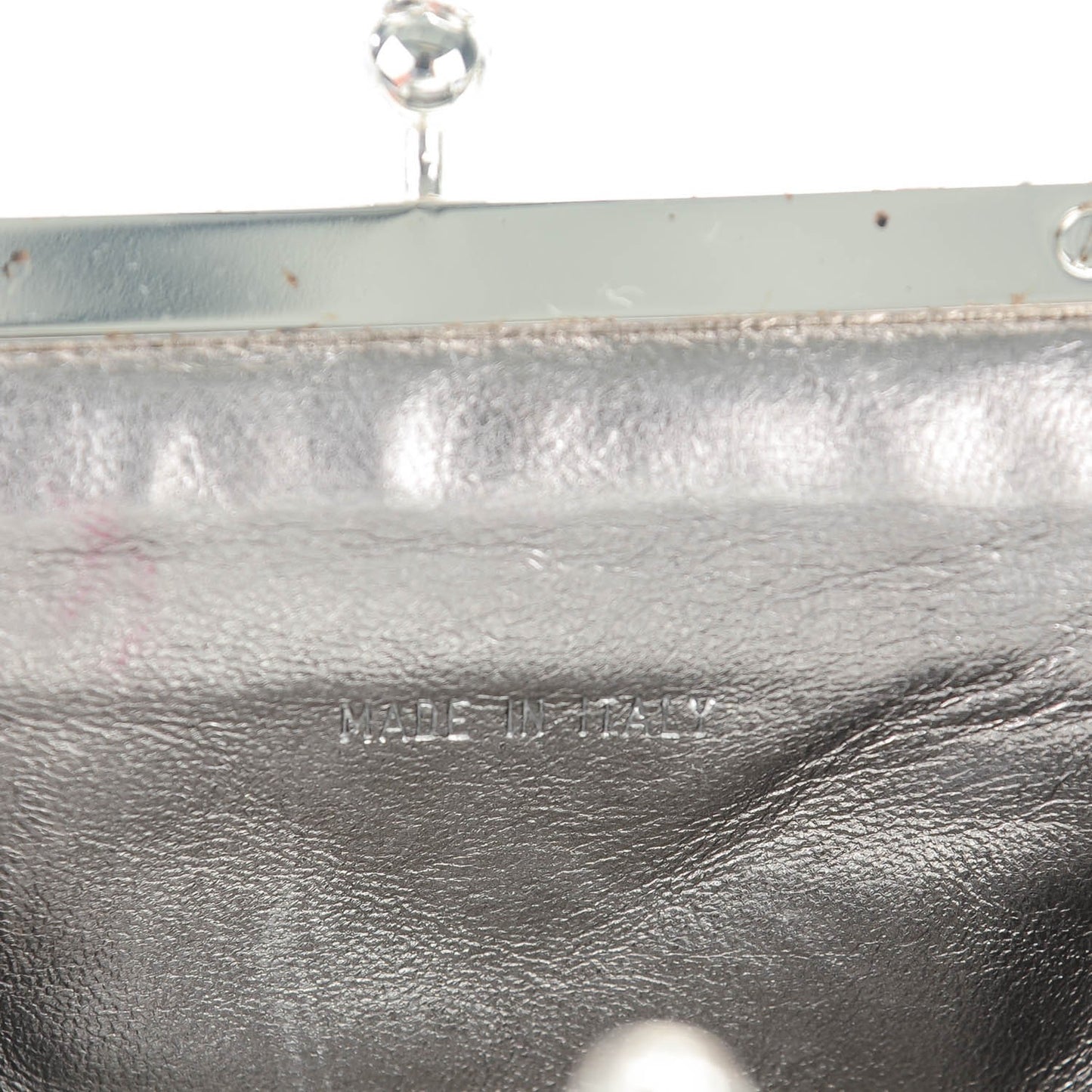 Metallic Lambskin Quilted Mini Kisslock Evening Bag Silver