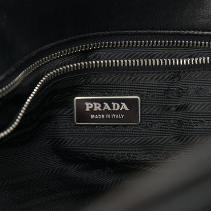Prada Calfskin Nylon Buckle Shoulder Bag Black 5 of 14