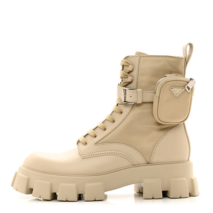 Prada Spazzolato Rois Re-Nylon Metal Triangle Logo Monolith Pouch Pocket 55mm Boots 12 Deserto 1 of 11