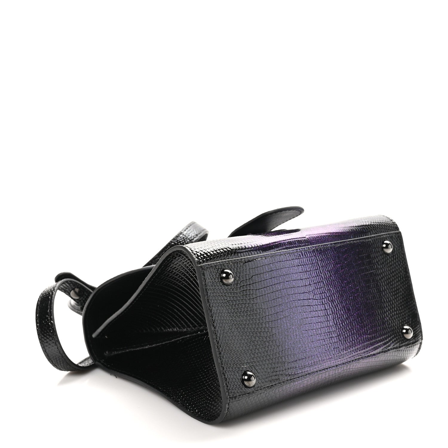 Delvaux Iridescent Lizard Mini Brillant Satchel Black 5 of 10