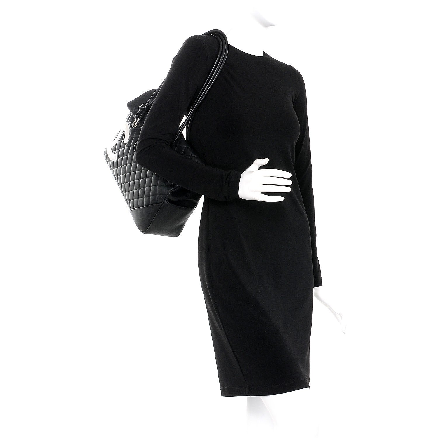 Chanel Calfskin Quilted Large Cambon Flap Black White 2 of 9