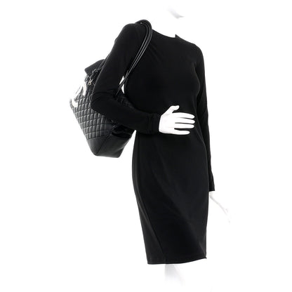 Chanel Calfskin Quilted Large Cambon Flap Black White 2 of 9