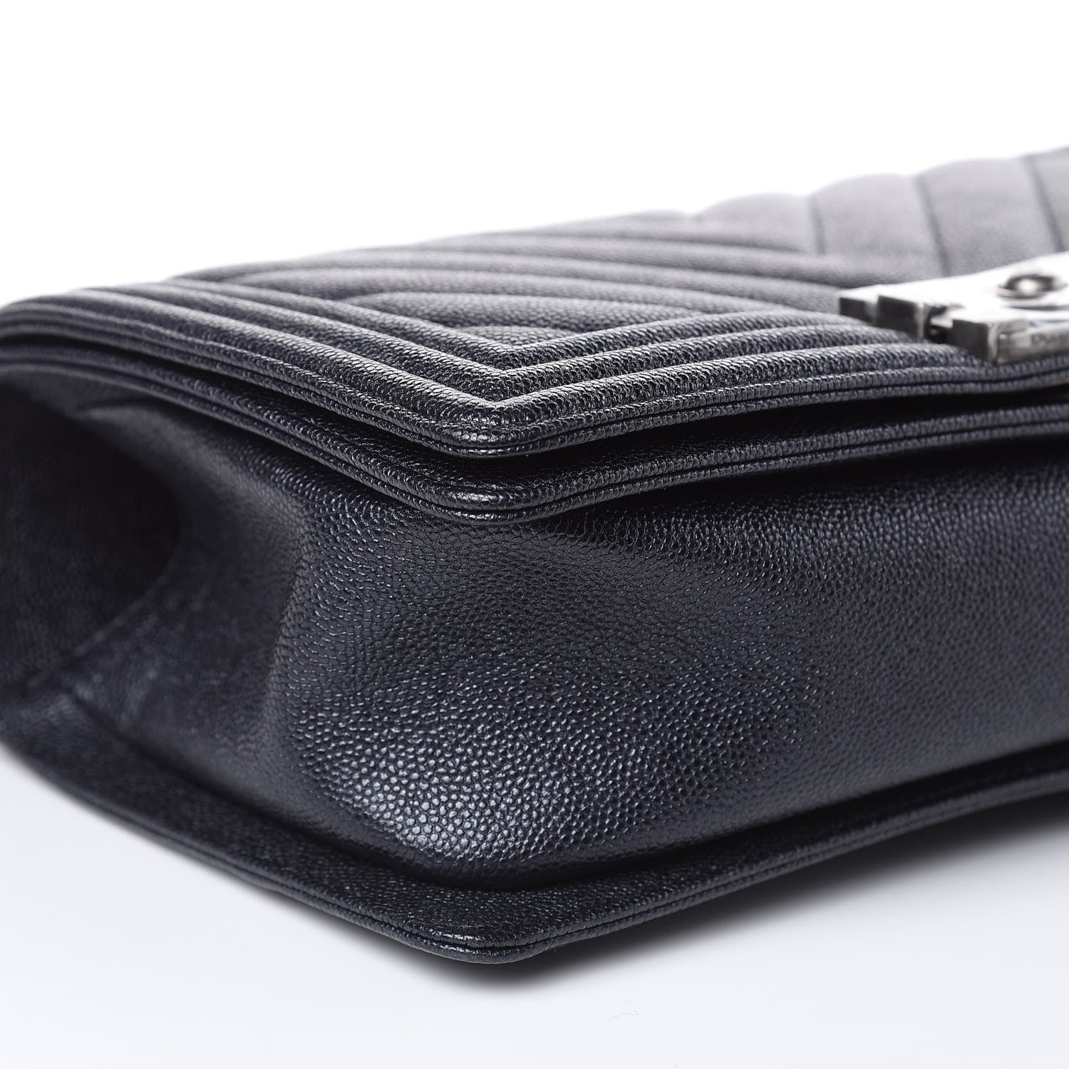 Chanel Caviar Chevron Quilted Medium Boy Flap Navy 9 of 16