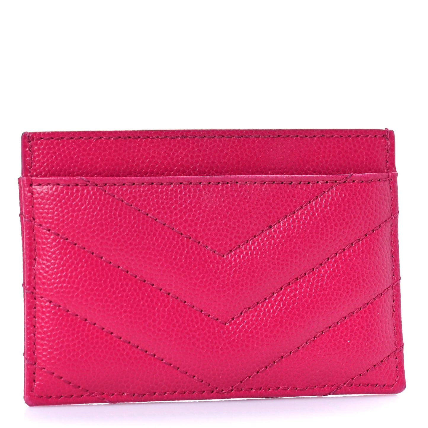 Grain De Poudre Matelasse Chevron Monogram Credit Card Case Fresh Fuxia