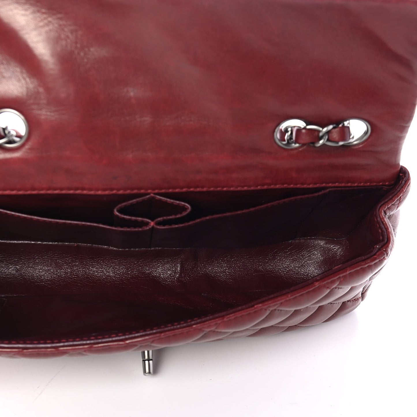 Lambskin Quilted East West Flap Dark Red
