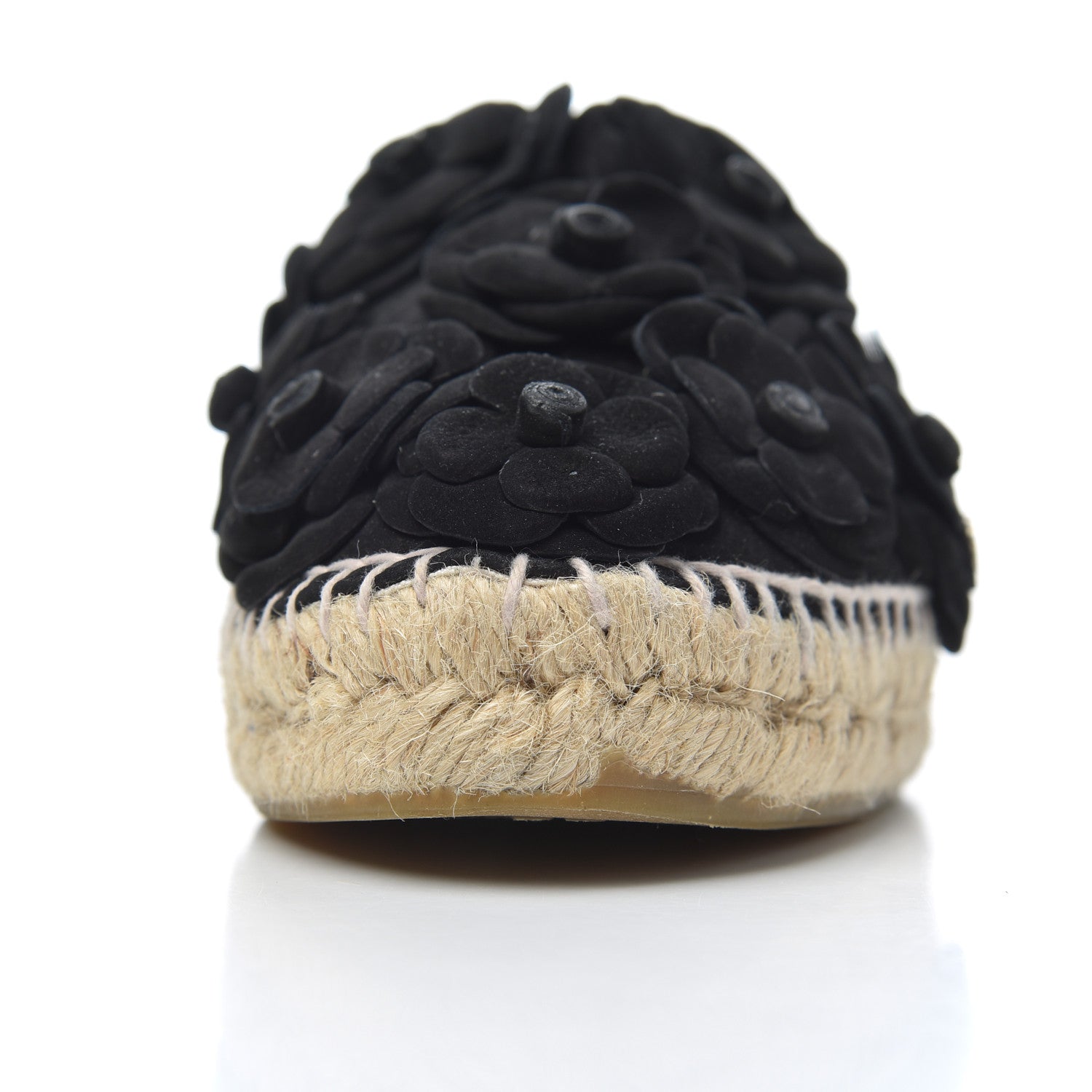 Chanel Suede Camellia CC Espadrilles 37 Black 14 of 26