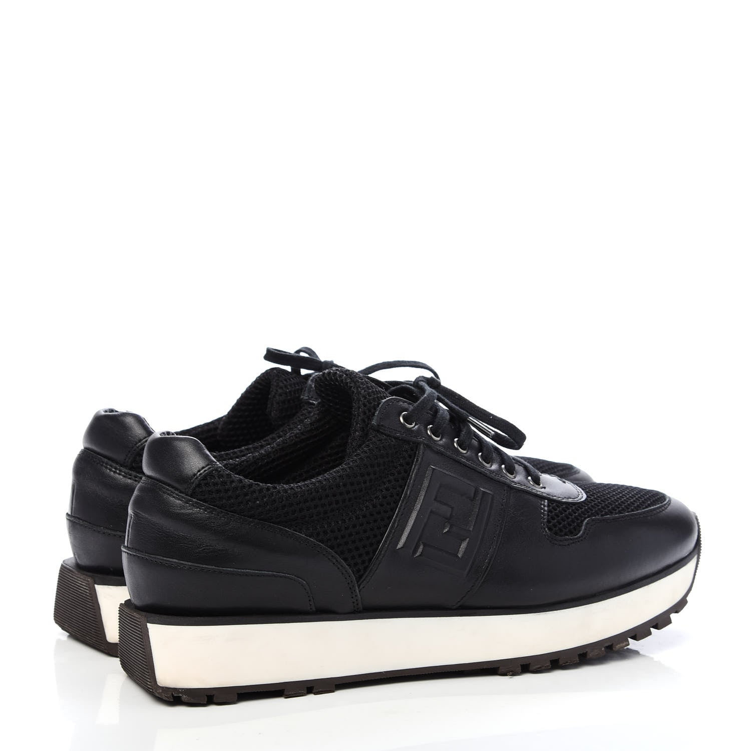 Fendi Calfskin Mesh FF Sneakers 38.5 Black 4 of 7