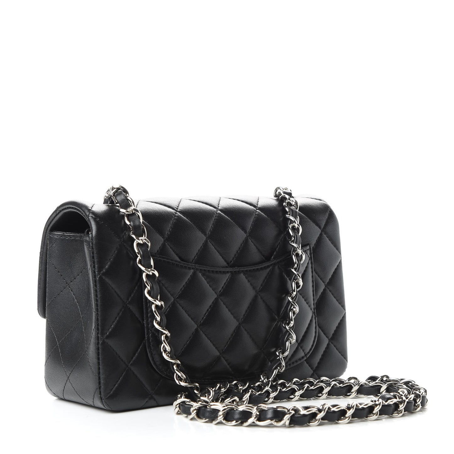 Lambskin Quilted Mini Rectangular Flap Black