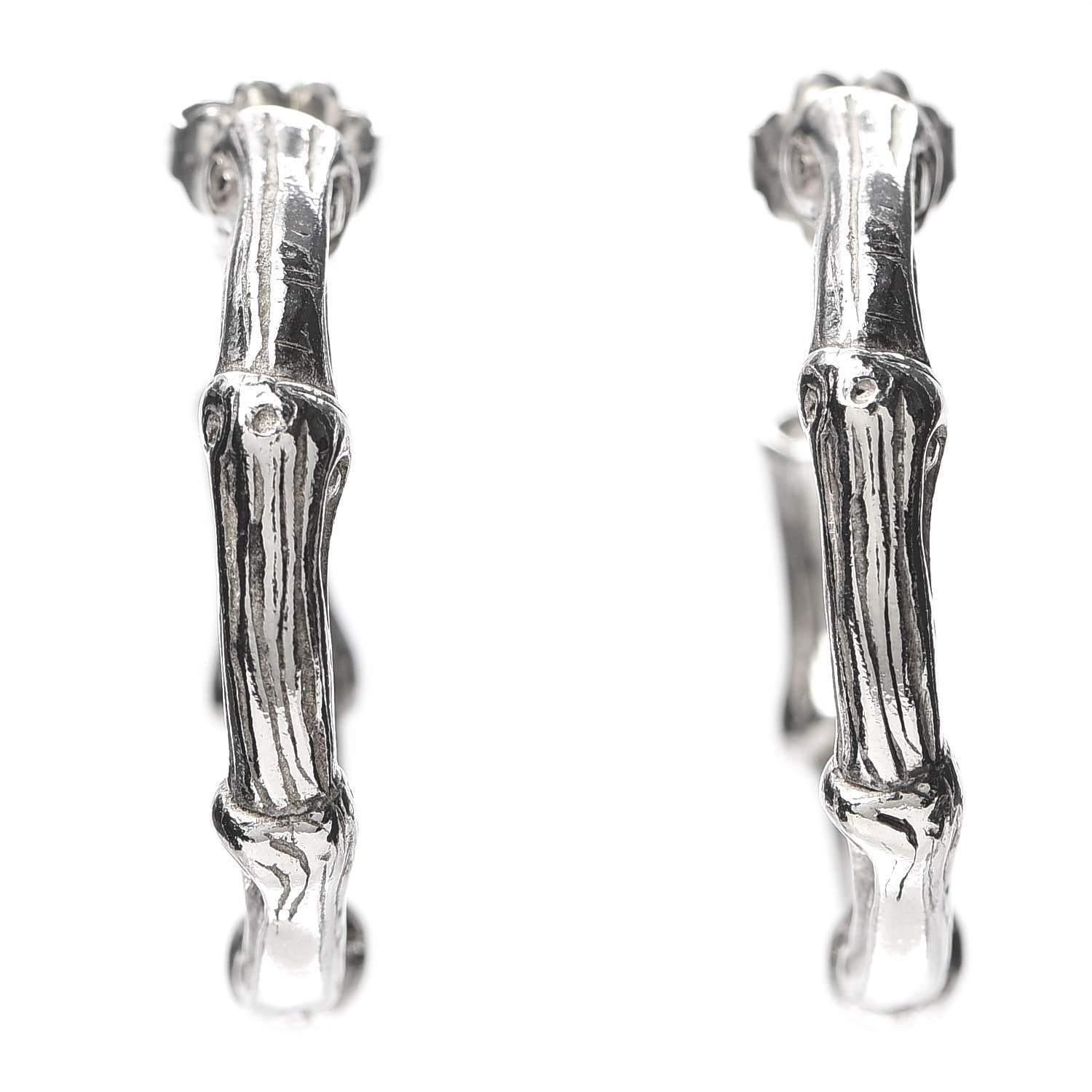 Tiffany Sterling Silver Bamboo Hoop Earrings 1 of 6