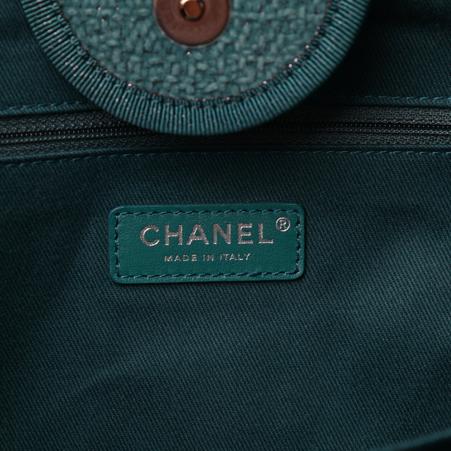 Chanel Lurex Boucle Medium Deauville Tote Turquoise 6 of 9
