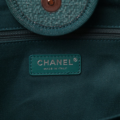 Chanel Lurex Boucle Medium Deauville Tote Turquoise 6 of 9