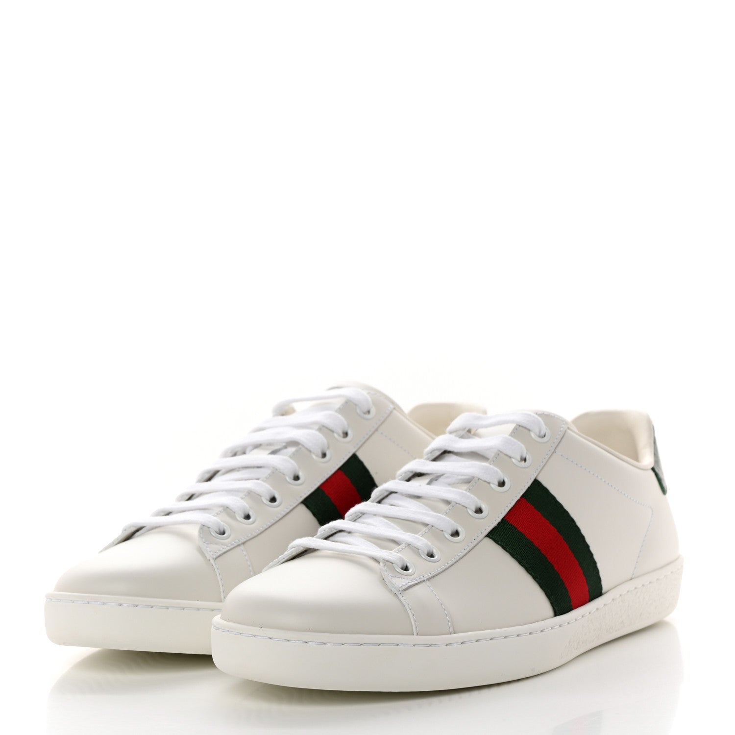 Gucci Calfskin Crocodile Web Womens Ace Sneakers 40 White Green 3 of 9