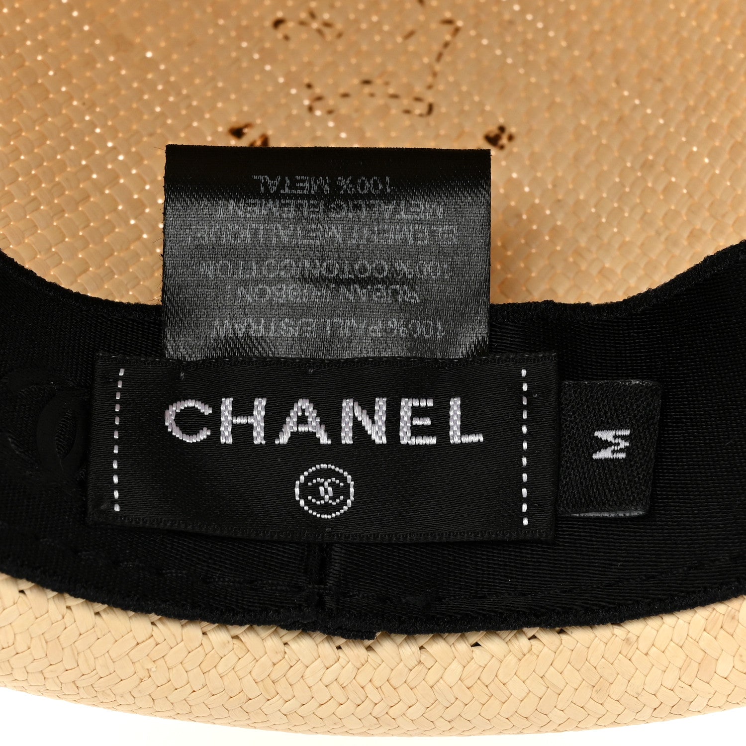 Chanel Straw CC Fedora Hat M Beige 6 of 7