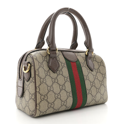Gucci GG Supreme Monogram Textured Dollar Calfskin Web Mini Ophidia Top Handle Bag Beige Ebony New Acero 3 of 12
