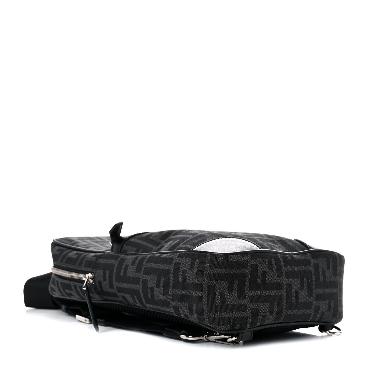 Recycled Fabric Jacquard Vitello Astro FF 1974 One-Shoulder Travel Backpack Asfalto Black