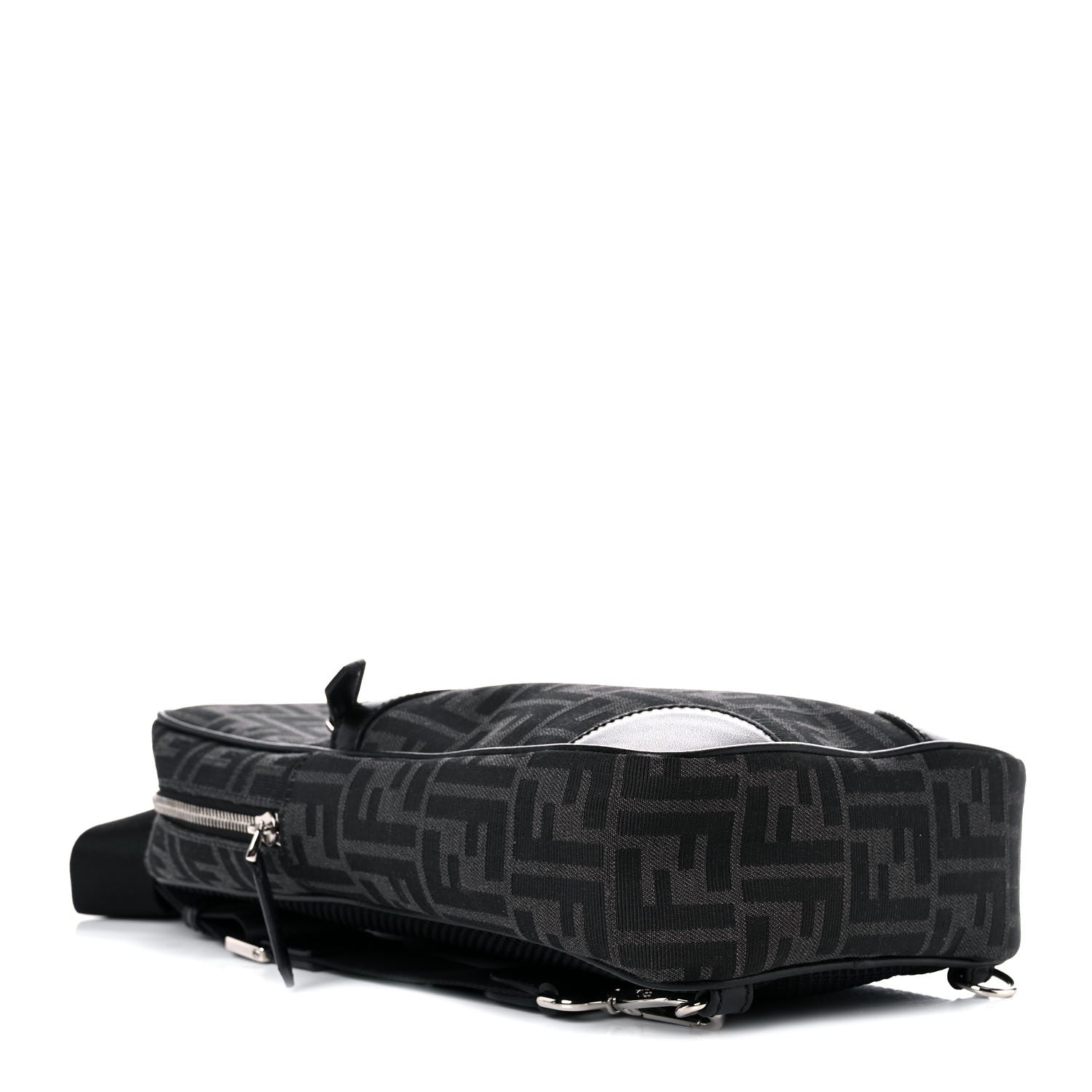 Fendi Recycled Fabric Jacquard Vitello Astro FF 1974 One-Shoulder Travel Backpack Asfalto Black 4 of 11